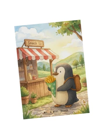 Mr. & Mrs. Panda Postkarte Pinguin Pommestüte Design ohne Spruch in Weiß