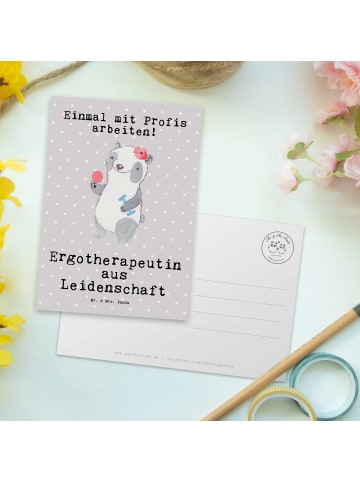 Mr. & Mrs. Panda Ansichtskarte Ergotherapeutin Leidenschaft mit ... in Grau Pastell