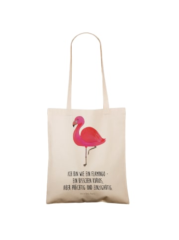 Mr. & Mrs. Panda Tote Bag Flamingo Classic mit Spruch in Creme