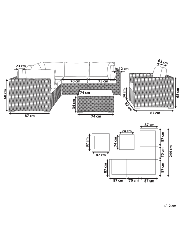 Beliani 7-tlg Lounge Set CONTARE in Grau/Beige