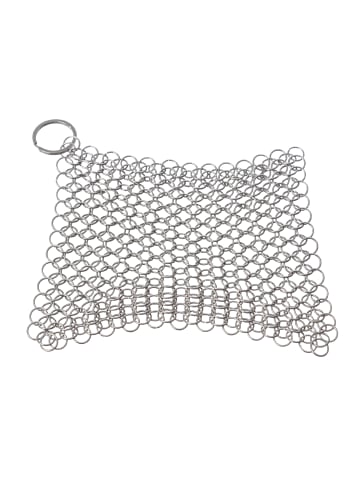 YOUCAMP Ringreiniger für Gusseisen Feuertöpfe Netzreiniger 12,5x12,5cm in silber