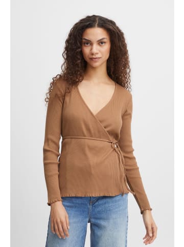 b.young Longsleeve BYRAMSEY WRAP TSHIRT - 20812838  Langarmshirt in Wickel-Optik in Braun