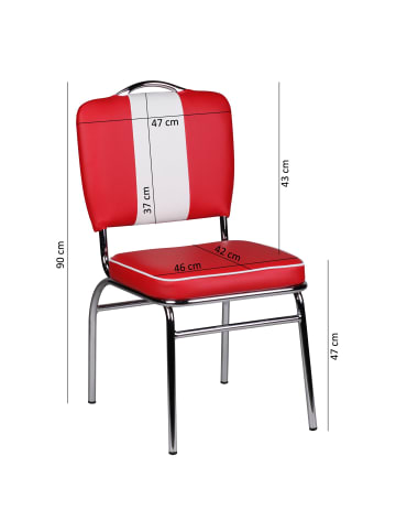 FineBuy Esszimmerstuhl in Rot / Kunstleder / 47x45x90