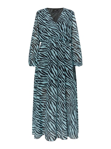 faina Kleid Mit Zebra-Print in Hellblau Schwarz