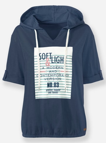 WITT WEIDEN Kapuzen-Shirt in dunkelblau-ecru-bedruckt
