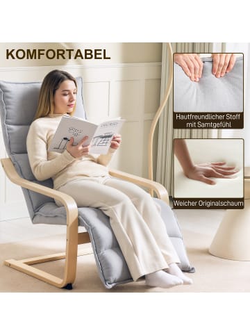 HOMCOM Lounge-Sessel-93-114L x 67B x 105H cm-Hellgrau