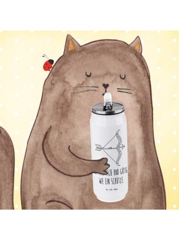 Mr. & Mrs. Panda Wasserflasche Sternzeichen Schütze mit Spruch in Weiß