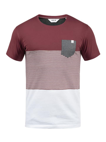 !SOLID Rundhalsshirt SDMalte 21102926ME Kurzarmshirt mit Streifen und Brusttasche in Rot
