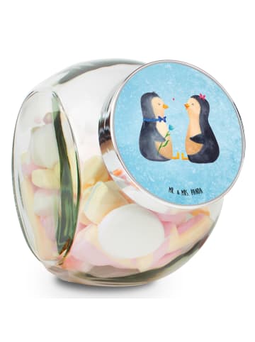 Mr. & Mrs. Panda Candyglas Pinguin Pärchen ohne Spruch in Eisblau