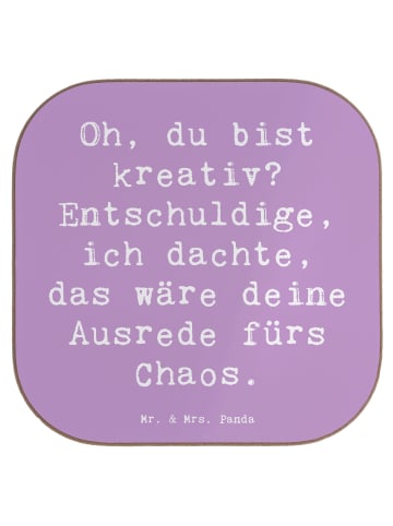 Mr. & Mrs. Panda Glasuntersetzer Spruch Kreatives Chaos mit Spruch in Lavendeltraum