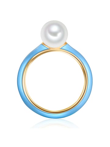Yokoamii Ring aus Metall-Legierung mit Muschelkernperle in gelbgold