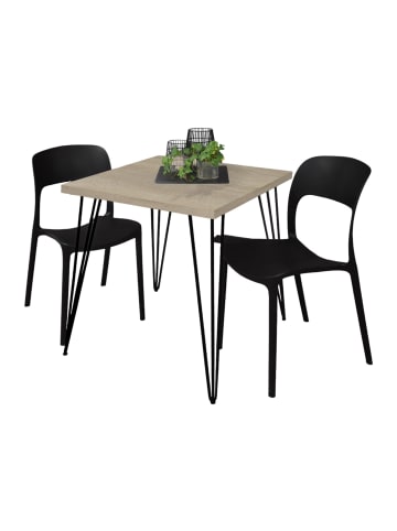 58 aufm Kessel BARTISCH Eirena 70x70x75 schwarz matt/eiche sägerau