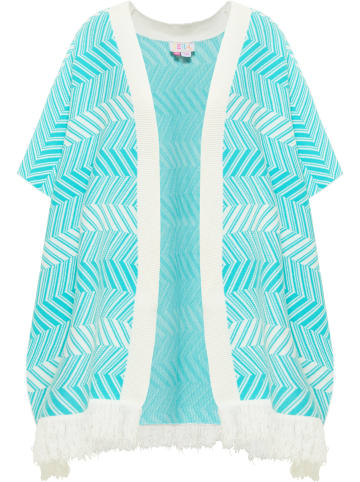 IZIA Damen Strickponcho in Aqua Weiss