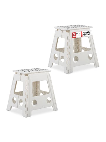 relaxdays 2 x Klapphocker in Weiß - (B)39 x (H)39 cm x (T)32 cm