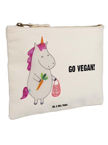 Mr. & Mrs. Panda Schminktasche Einhorn Vegan mit Spruch in Weiß