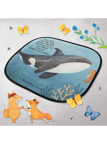 Mr. & Mrs. Panda auto blendschutz Orca Design mit Spruch in Weiß