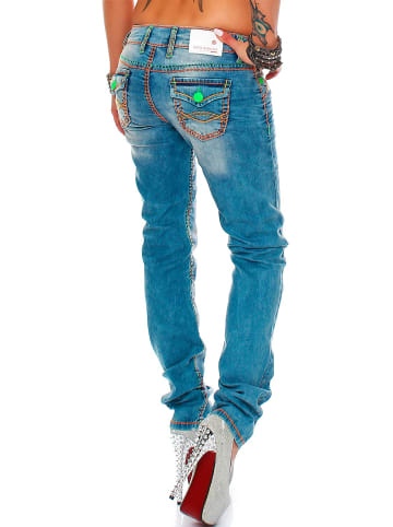 Cipo & Baxx Damen Slim Fit Jeans Stonewashed in Blue