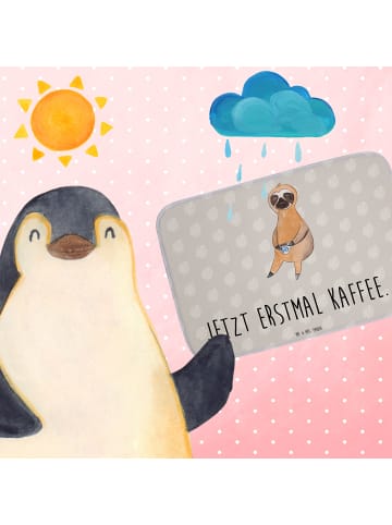 Mr. & Mrs. Panda Badematte Faultier Kaffee mit Spruch in Grau Pastell