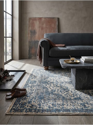KADIMA DESIGN Teppich Kurzflor Strapazierfähig ADUR Vintage Medallion Muster Wohnlich in Blau