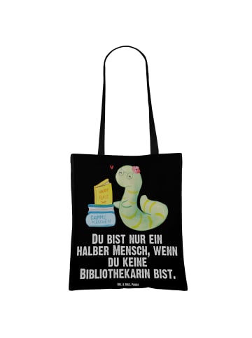 Mr. & Mrs. Panda tote bag Bibliothekarin Herz mit Spruch in Schwarz