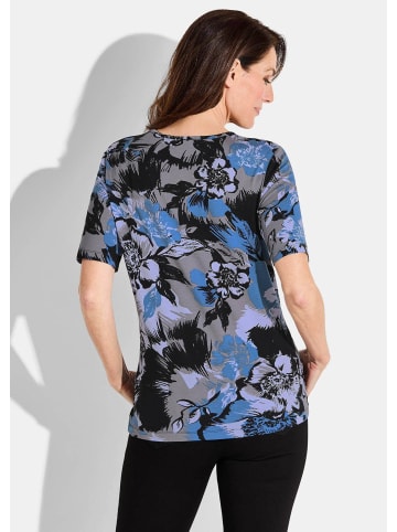 GOLDNER Kurzgröße:  Shirt Shirt in blau / schwarz / taupe / gemustert