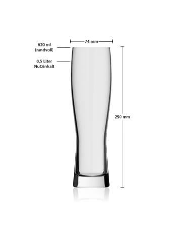 Rastal 6er Set Weizenbiergläser Monaco Slim 0,5 l in transparent
