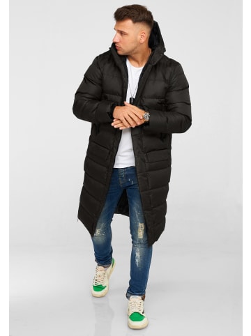 behype Wintermantel LONGLINE ZIP PARKA in schwarz