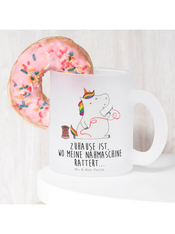 Mr. & Mrs. Panda Glas Einhorn Näherin mit Spruch in Transparent