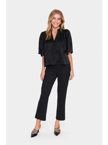 SAINT TROPEZ Kurzarm-Bluse SafinaSZ Gerade Passform in Black