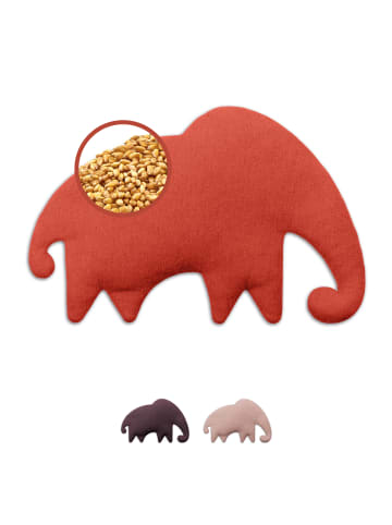 Leschi Wärmekissen 100 % Bio-Baumwolle, Körnerkissen "Leschifant" in Kaminrot