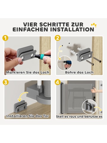 Pawhut Hunde Türschutzgitter Grau 142L x 10B x 87H cm