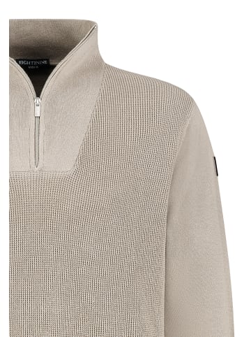 Eight2Nine Pullover mit halbem Reißverschluss und Logo-Detail in Beige