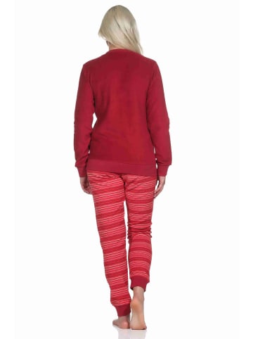 NORMANN Frottee Pyjama Hose gestreift Oberteil - 76965 in rot