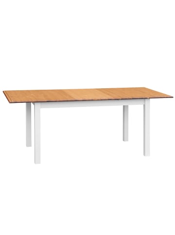 Feldmann-Wohnen Esstisch Belluno Elegante Kiefer weiß lackiert / Eichefarben 150-197 / 93 / 75cm