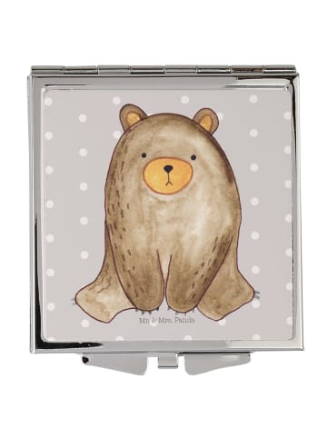 Mr. & Mrs. Panda Schminkspiegel Bär sitzend ohne Spruch in Grau Pastell