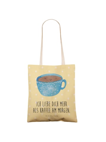 Mr. & Mrs. Panda Stofftragetasche Kaffee Tasse mit Spruch in Gelb Pastell