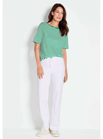 GOLDNER Stilvolles Streifenshirt für Damen in grün / weiß / geringelt