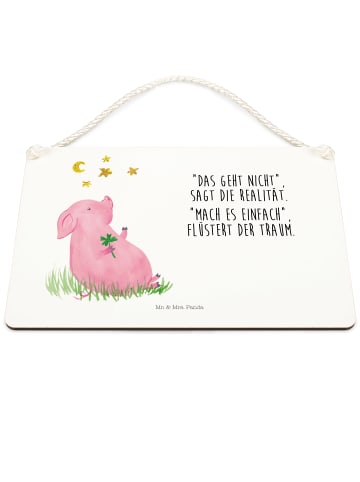 Mr. & Mrs. Panda Schild Schwein Glück mit Spruch in Weiß