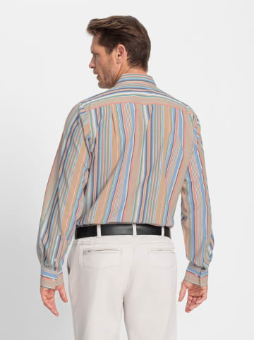 WITT WEIDEN Langarmhemd in camel-beige-gestreift