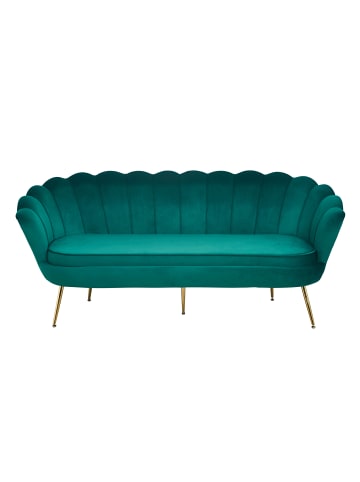 SalesFever Muschelsofa 3-Sitzer elegant Beine Chrom goldfarben und Samtbezug in Grün
