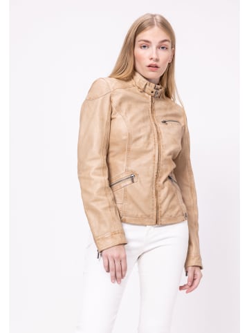 JILANI Damen Lederjacke in khaki-braun