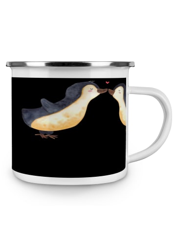 Mr. & Mrs. Panda Emaille Tasse 10. Hochzeitstag Rosenhochzeit mi... in Schwarz