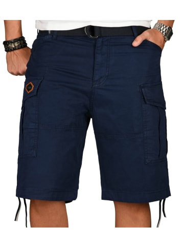 Alessandro Salvarini A. Salvarini Herren Designer Cargo Shorts Cargoshorts kurze Hose Gürtel AS133 in Navy