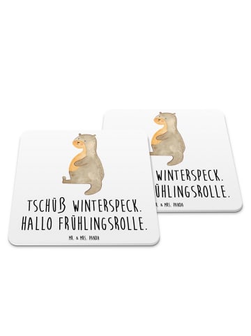 Mr. & Mrs. Panda Untersetzer Otter Bauch mit Spruch in Weiß