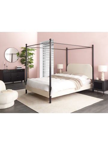 Beliani Himmelbett DANNEMOIS in Weiß/Schwarz - (W) 150 x (H) 180 x (L) 211 cm