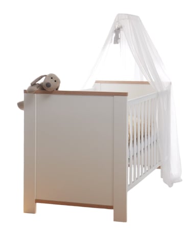 58 aufm Kessel GITTERBETT Emma Liegefläche 70x140 Gitterbett Weiß Matt Lack/Asteiche