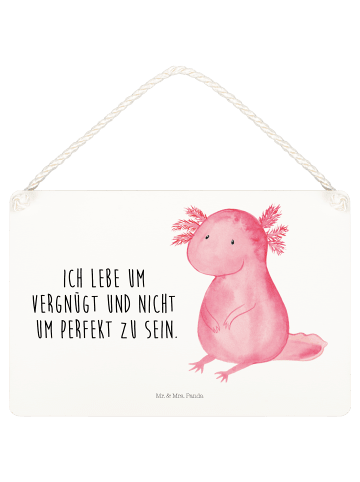 Mr. & Mrs. Panda Schild Axolotl Niedlich mit Spruch in Weiß