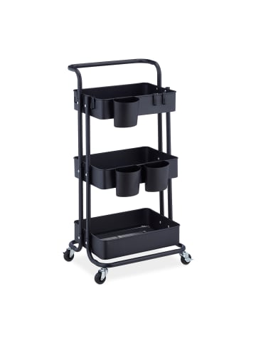 relaxdays Rollwagen in Schwarz - (B)38 x (H)86 x (T)39 cm