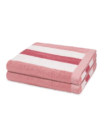 Ross 2 X Duschtuch im Set Doubleface Stripes in Altrosa