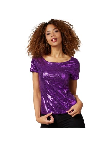 tectake Damen-Shirt mit kurzen Ärmeln und Rundhalsausschnitt, lila